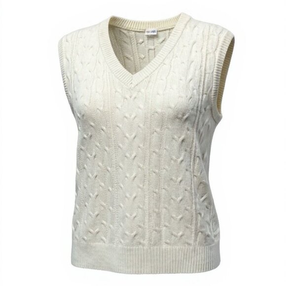 LuLaRoe Nadia XL Ivory Cable Knit Sweater Vest NWT | Preppy Layering, Neutral - Picture 1 of 9